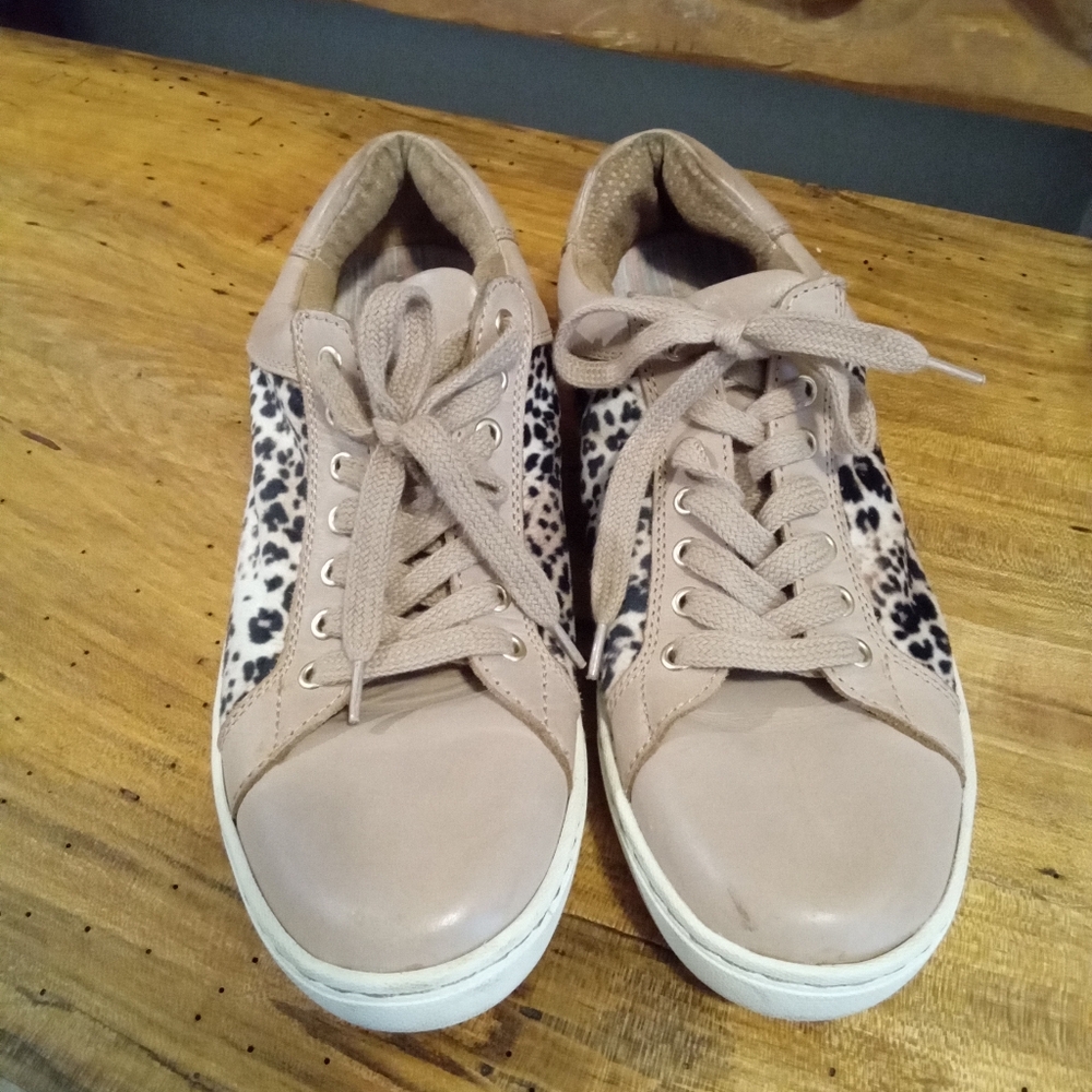 Born Paloma Tan and Leopard Leather Women's Sneakers Size 9.5